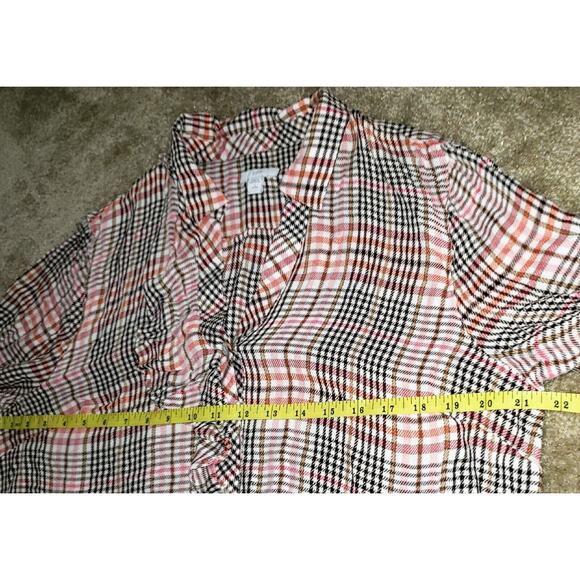 J.Jill Button Down Top Shirt Large Petite Large Ruffle Long Sleeve Soft - Picture 8 of 9